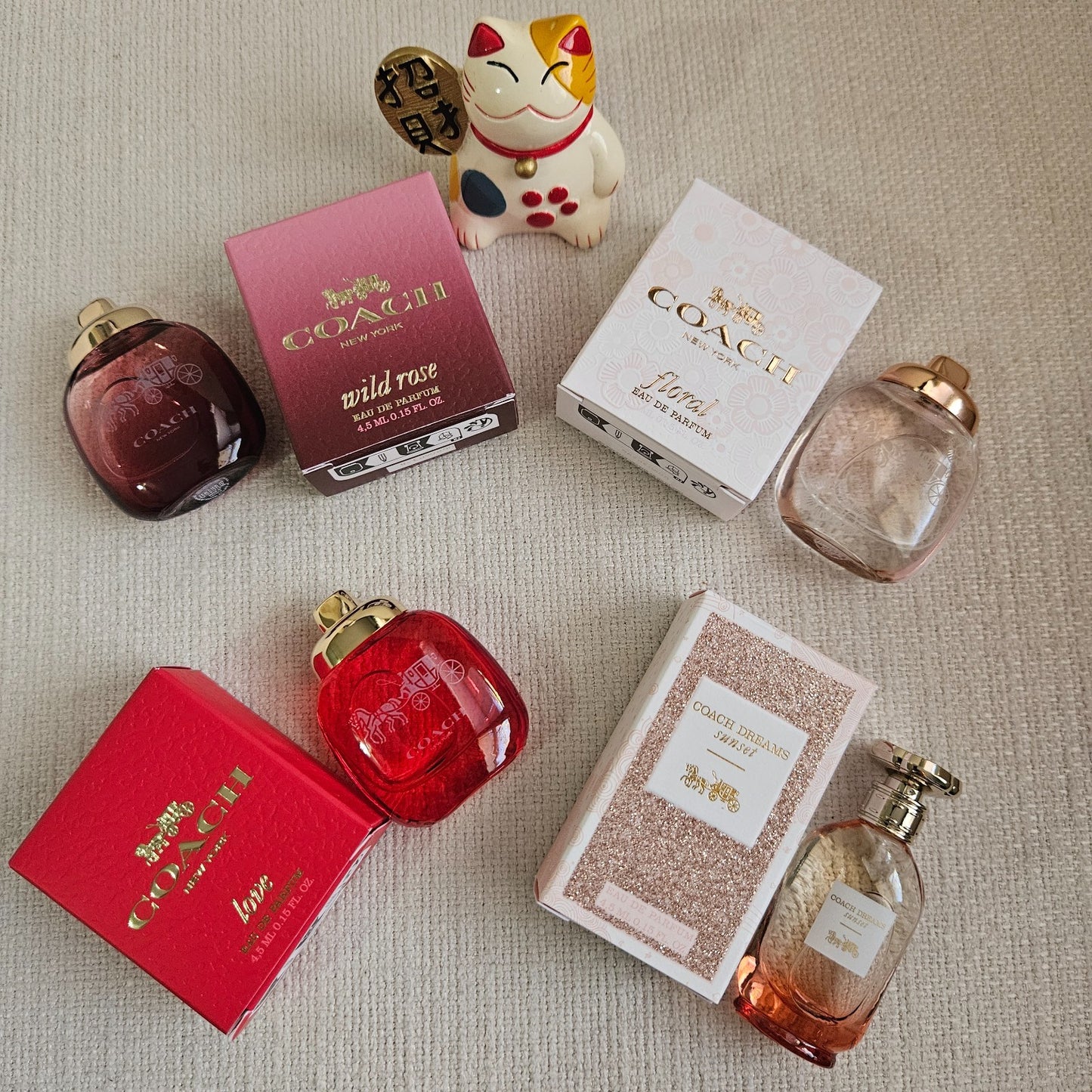 NIB! Coach Mini Perfume Set 4 x 4.5ml | Floral, Wild Rose, Love, Sunset - Authen