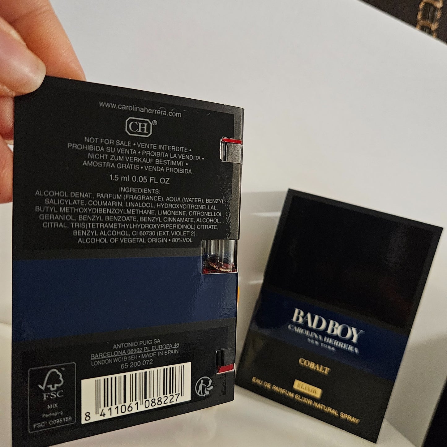 Carolina Herrera Bad Boy Cobalt Elixir EDP 1.5mL Sample Vial Lot of 2 NEW