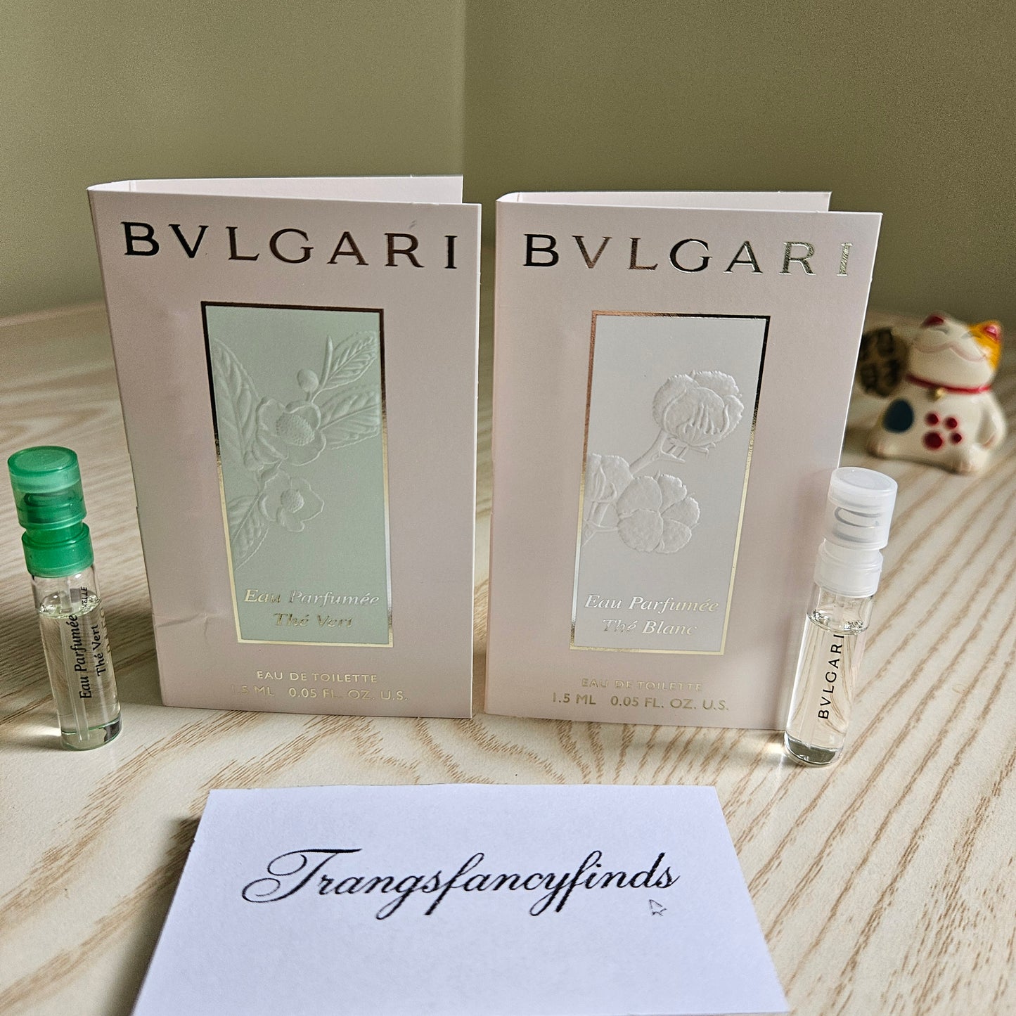 BVLGARI Eau Parfumée Thé Vert & Thé Blanc EDT Sample Vials 1.5mL x2 Authentic
