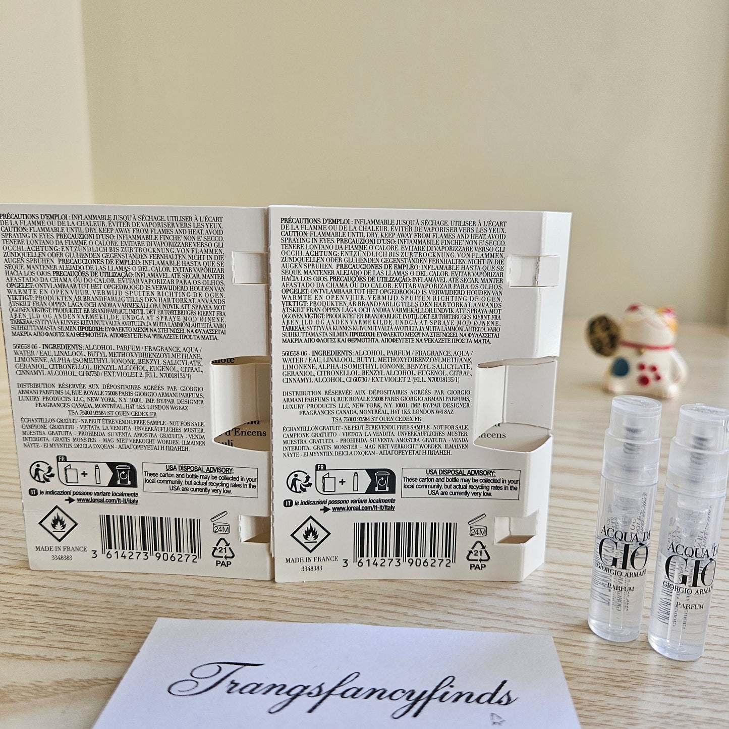 Giorgio Armani Acqua Di Gio Parfum Sample Vial Spray 1.2mL x2 Authentic