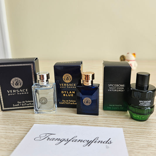 NIB! Versace Pour Homme & Viktor&Rolf Spicebomb Night Vision Mini EDT 3 pcs Set