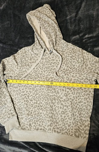 Women's 90 Degree By Reflex Super Soft Hoodie Leopard Print Gray Size L