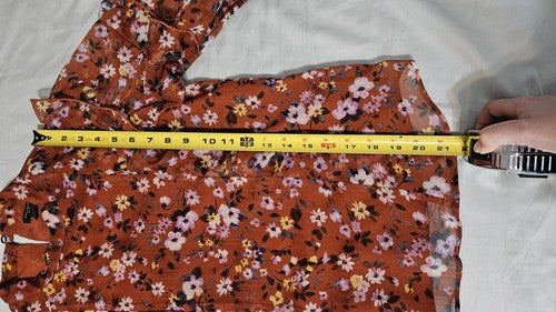 Floral Ruffle Mock Neck Top Size SP