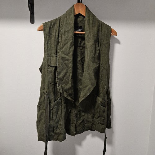 Fashionable SANCTUARY Olive Green Linen Vest Size S