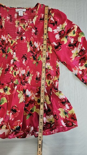 Carolina Belle Blouse Top Shirt Women's Size S Smocked Smocking Detailing