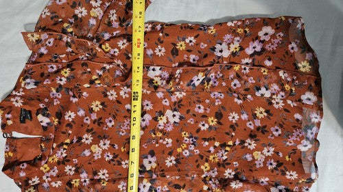Floral Ruffle Mock Neck Top Size SP