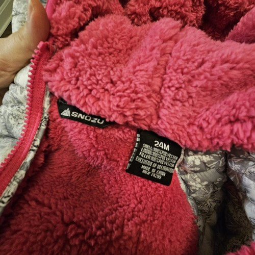 Snozu Baby Ultralight Quilted One Piece Snowsuit Grey/Pink 24M