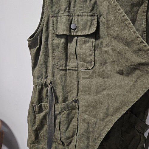 Fashionable SANCTUARY Olive Green Linen Vest Size S