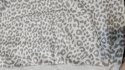 Women's 90 Degree By Reflex Super Soft Hoodie Leopard Print Gray Size L