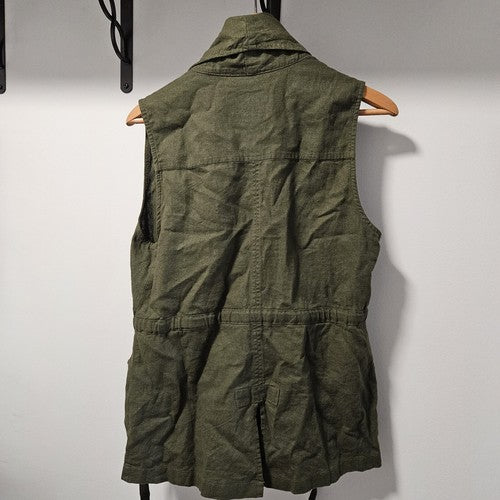 Fashionable SANCTUARY Olive Green Linen Vest Size S