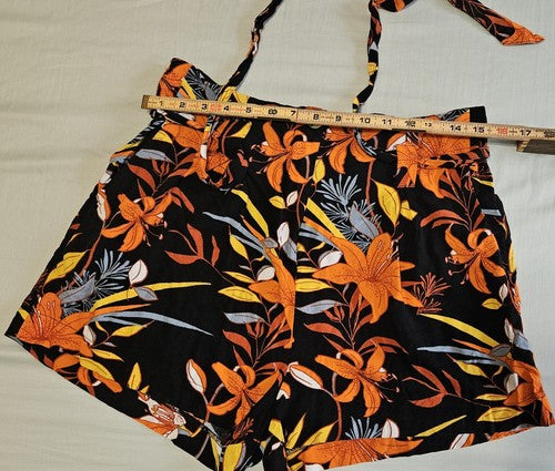 Super Dry Women's  Floral Printed Paperbag Shorts Size US 6