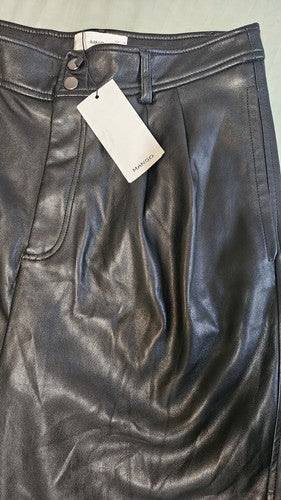 Mango Faux Leather Pants, Soft, Pockets, Button Ankles, Size 6