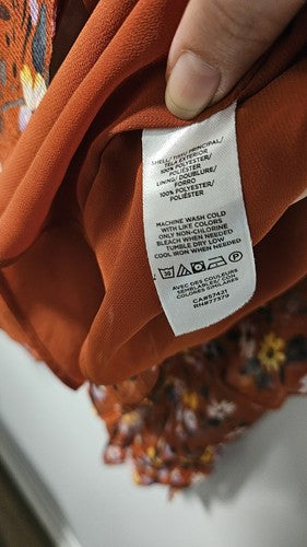 Floral Ruffle Mock Neck Top Size SP