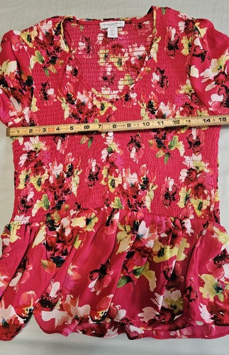 Carolina Belle Blouse Top Shirt Women's Size S Smocked Smocking Detailing