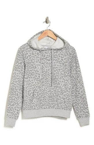 Women's 90 Degree By Reflex Super Soft Hoodie Leopard Print Gray Size L