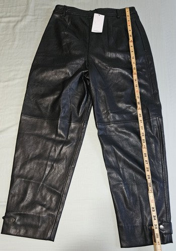 Mango Faux Leather Pants, Soft, Pockets, Button Ankles, Size 6