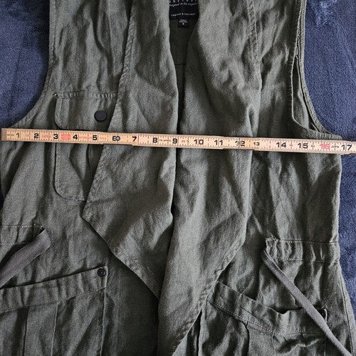 Fashionable SANCTUARY Olive Green Linen Vest Size S