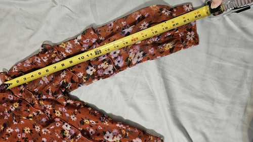 Floral Ruffle Mock Neck Top Size SP