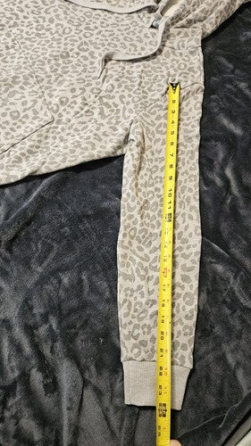 Women's 90 Degree By Reflex Super Soft Hoodie Leopard Print Gray Size L