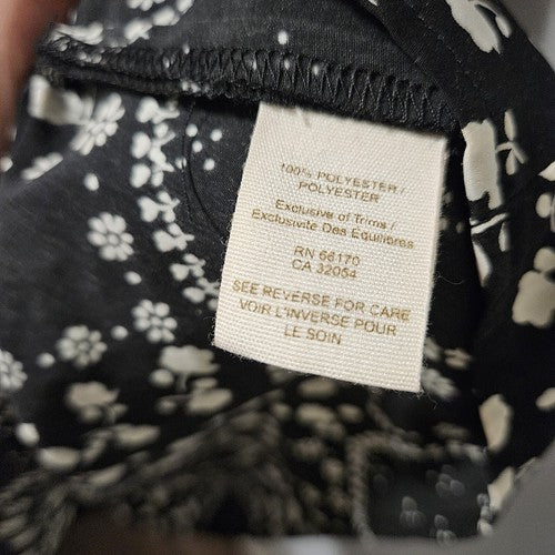 Free People Geo Garden Mini Dress Womens Size 2 Black Floral Ruffle Sleeves