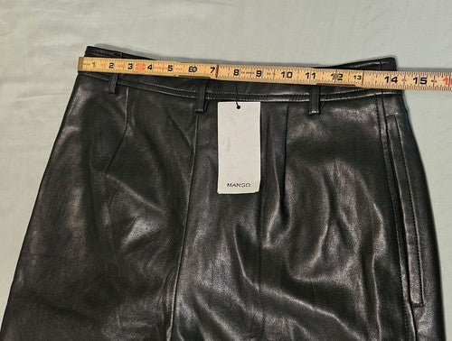 Mango Faux Leather Pants, Soft, Pockets, Button Ankles, Size 6