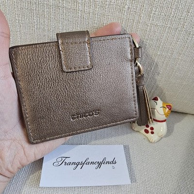 Chico’s Metallic Card Holder Keychain Wallet | NWT | Tassel | Compact