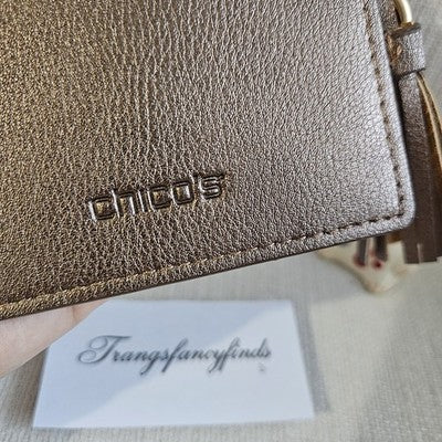 Chico’s Metallic Card Holder Keychain Wallet | NWT | Tassel | Compact