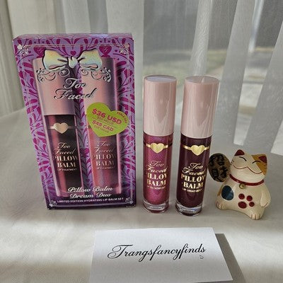 NIB!Too Faced Pillow Balm Dream Duo Lip Treatment Set Berry Jam Kiss +Fairy Kiss