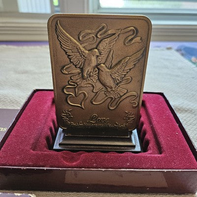 Gerald C Henry 1990 Solid Bronze 14oz  Plaque Paperweight "LOVE you are my life"