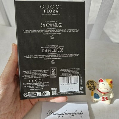 NEW Gucci Flora Gorgeous Gardenia EDP Gift Set 5ml Mini + 10ml Travel Spray Seal