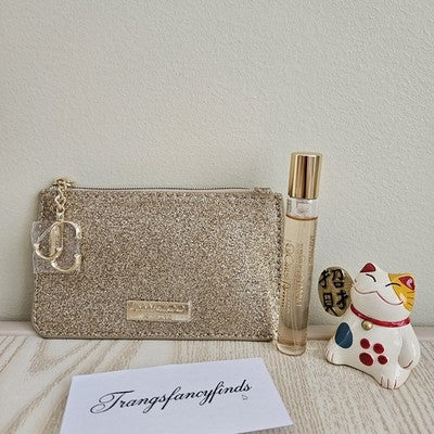 Jimmy Choo I Want Choo EDP 7.5ml Mini Spray + Gold Glitter Zip Pouch NEW