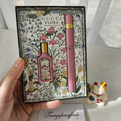 NEW Gucci Flora Gorgeous Gardenia EDP Gift Set 5ml Mini + 10ml Travel Spray Seal