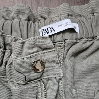 Zara Women's Green Corduroy Pants Trousers Size EUR 34