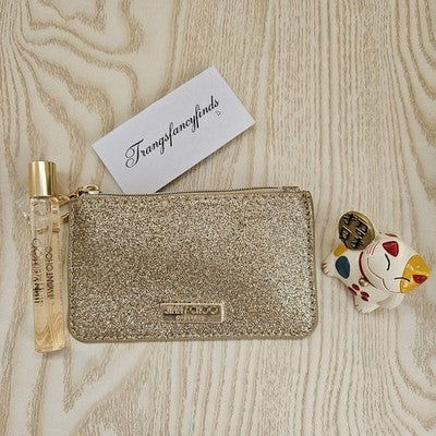 Jimmy Choo I Want Choo EDP 7.5ml Mini Spray + Gold Glitter Zip Pouch NEW