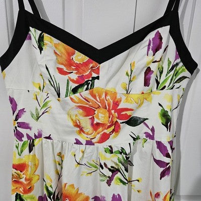 Rush Women’s Floral Sundress M Fit & Flare Adjustable Straps Zip Back