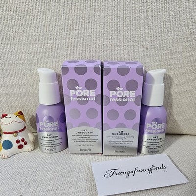 NIB! Benefit POREfessional Get Unblocked Cleansing Oil Mini Set 2x 0.67 oz New