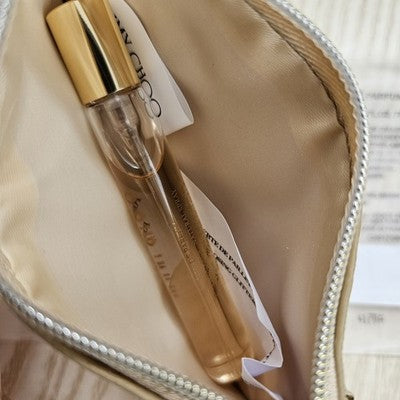 Jimmy Choo I Want Choo EDP 7.5ml Mini Spray + Gold Glitter Zip Pouch NEW