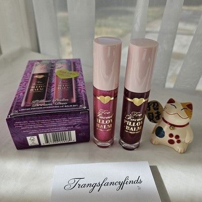 NIB!Too Faced Pillow Balm Dream Duo Lip Treatment Set Berry Jam Kiss +Fairy Kiss