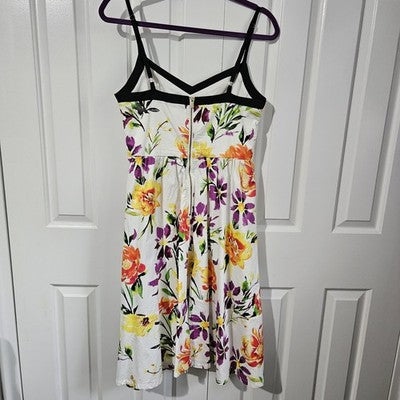 Rush Women’s Floral Sundress M Fit & Flare Adjustable Straps Zip Back