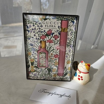 NEW Gucci Flora Gorgeous Gardenia EDP Gift Set 5ml Mini + 10ml Travel Spray Seal