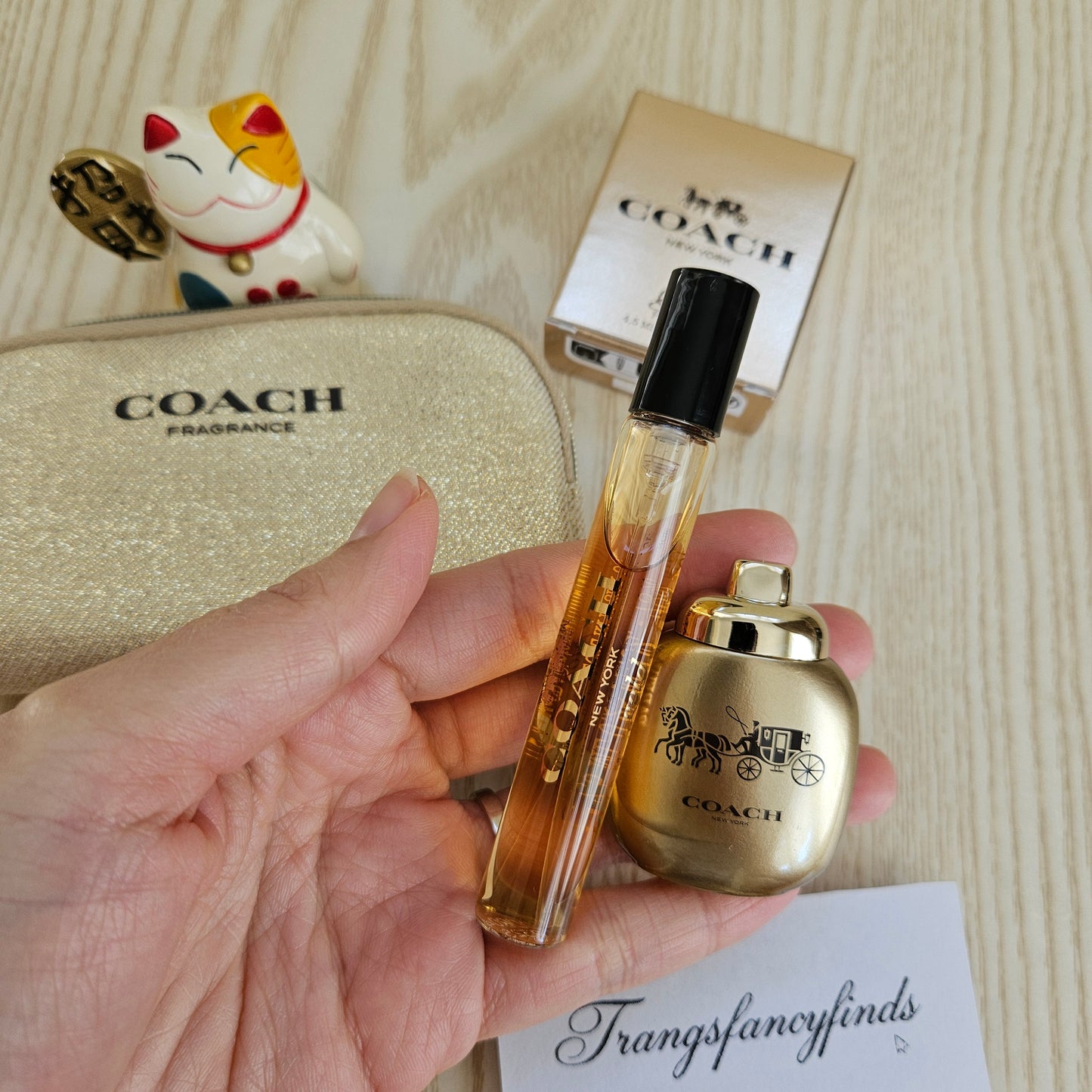 Coach Gold Parfum Set 2 Mini 7.5mL + 4.5mL w/ Coach Fragrance Pouch