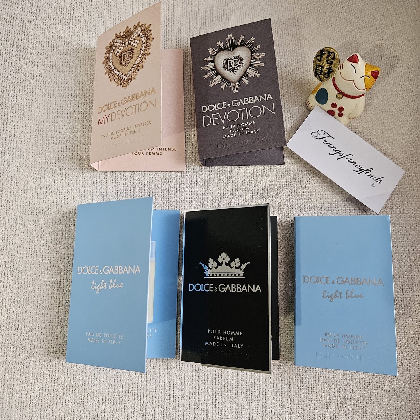 Dolce & Gabbana Fragrance Sample Lot | 5 Carded Samples | New | 1.5 ml Each