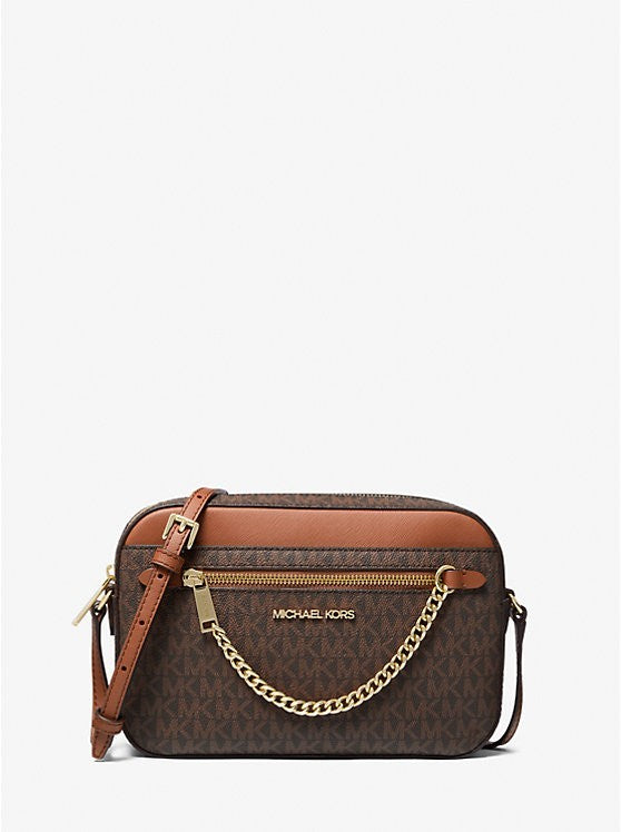 NWT! Brown Jet Set Large Logo Crossbody Bag - Michael Kors- authentic - NEW