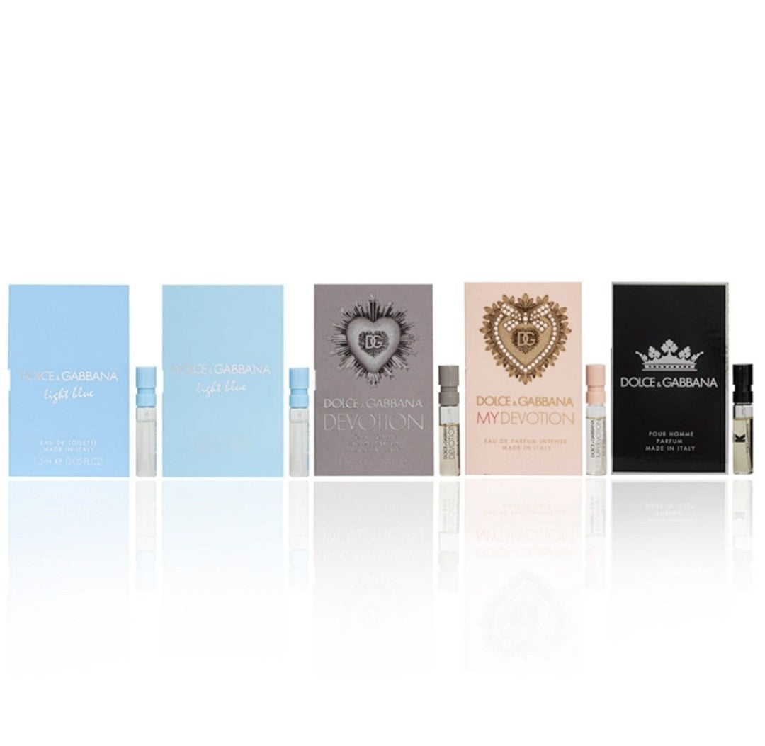 Dolce & Gabbana Fragrance Sample Lot | 5 Carded Samples | New | 1.5 ml Each