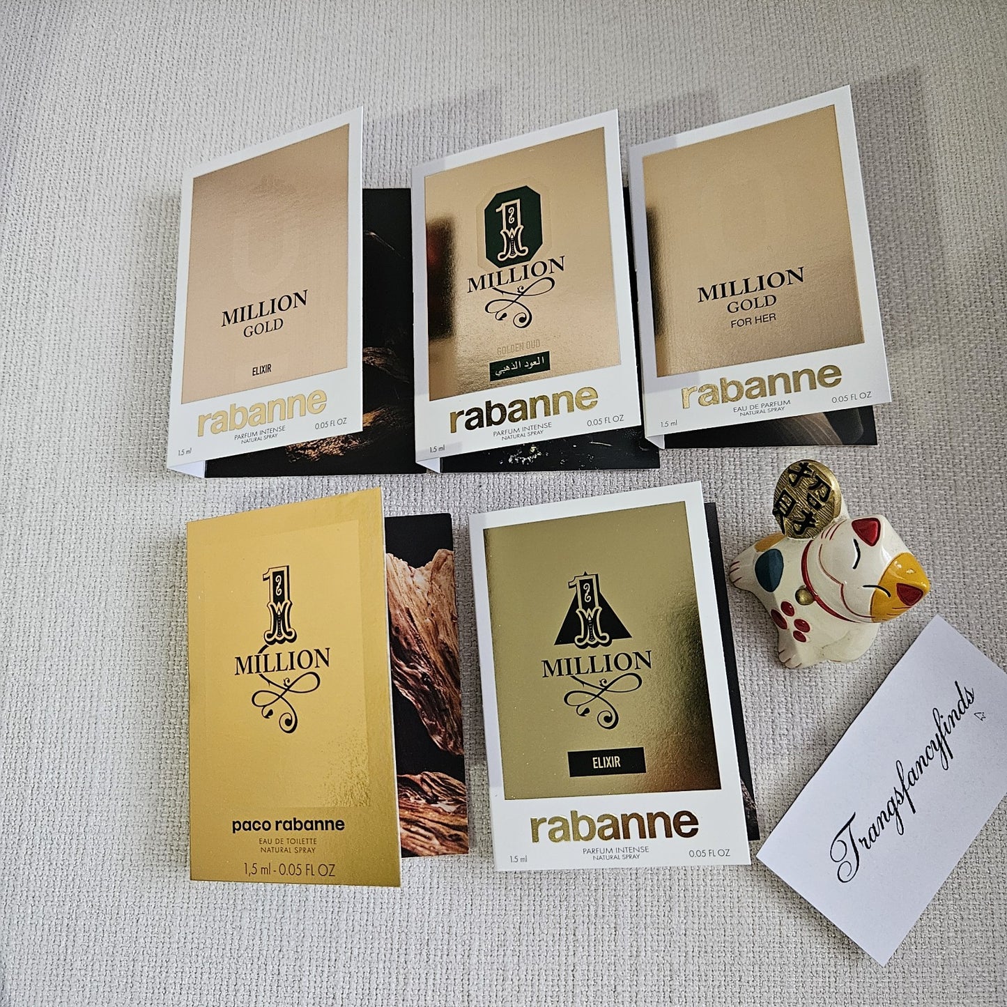 Rabanne 1 Million Fragrance Sample Lot | 5 Carded Samples | New | 1.5 ml Each