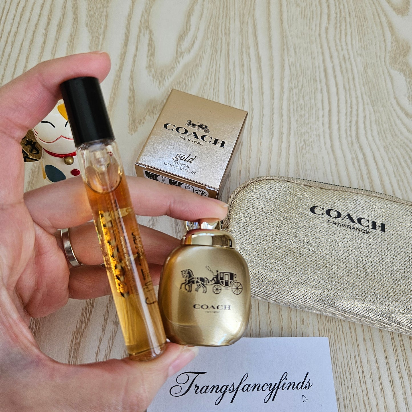Coach Gold Parfum Set 2 Mini 7.5mL + 4.5mL w/ Coach Fragrance Pouch