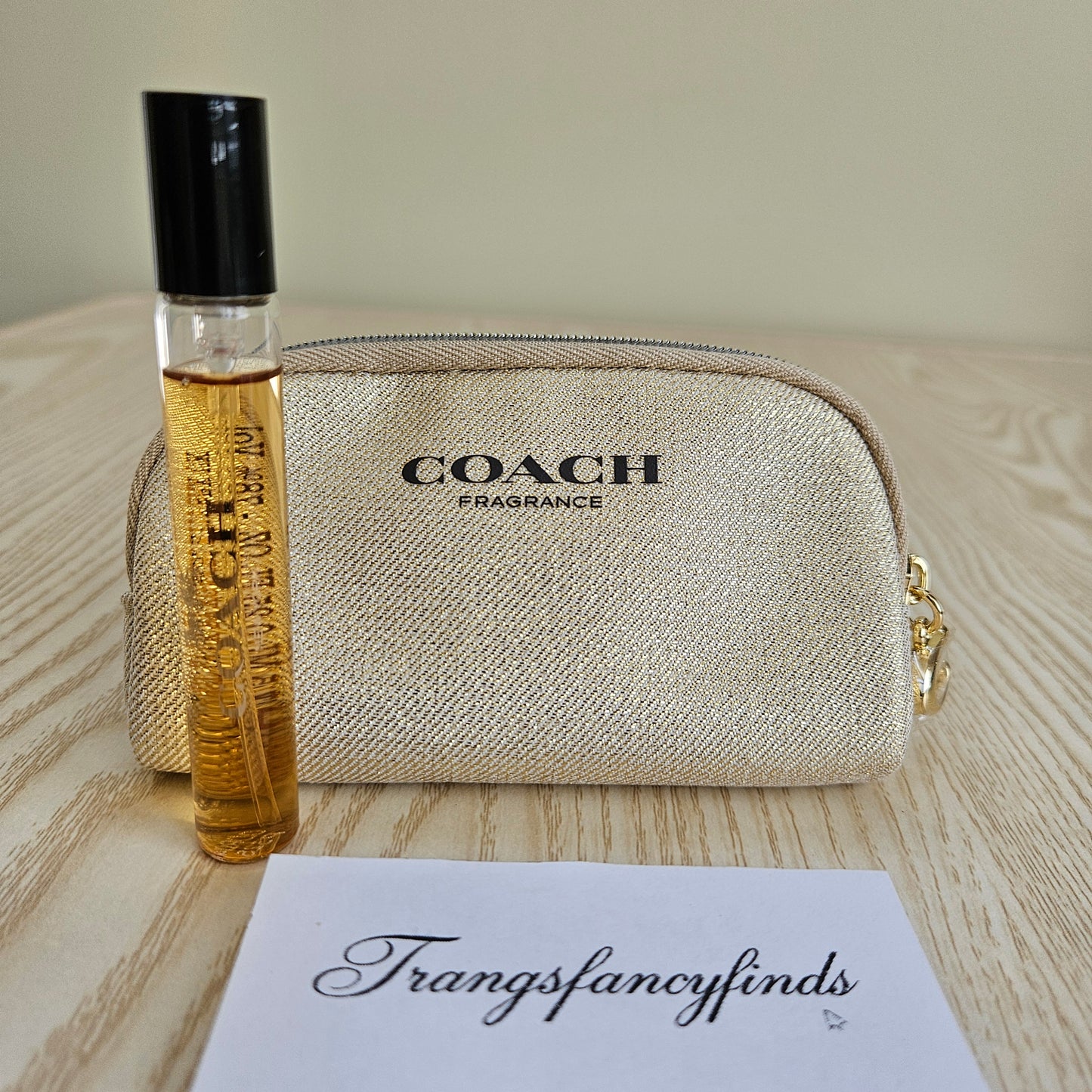 Coach Gold Parfum 7.5mL Travel Spray + Gold Pouch Gift Set New