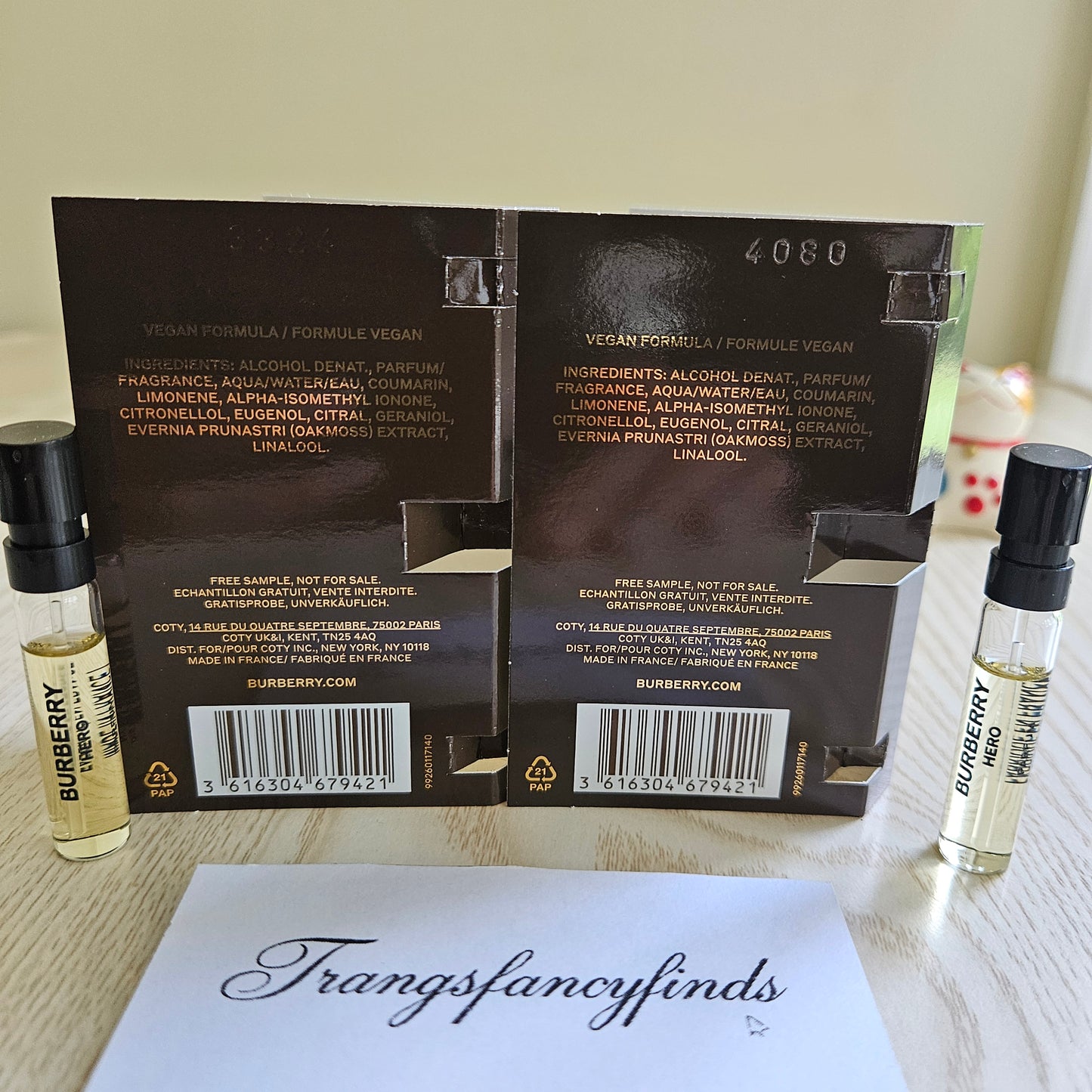 Burberry Hero Parfum 1.5mL Sample Vial Spray x2 Authentic Men new