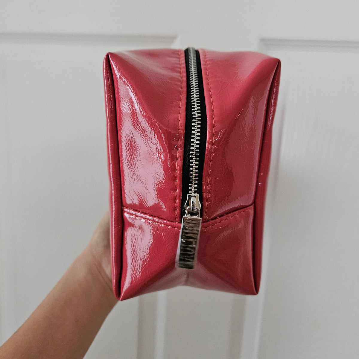 NEW! Jean Paul Gaultier Parfums Red Patent Cosmetic Bag Toiletry Pouch Zip Case