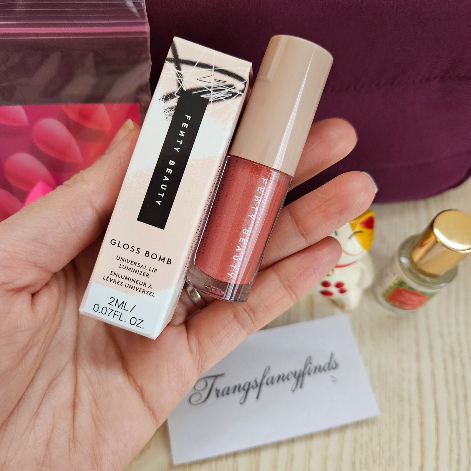 Fenty Beauty Gloss Bomb Mini + Beautyblender Sample + Vanilla Musk Roller 5ml +